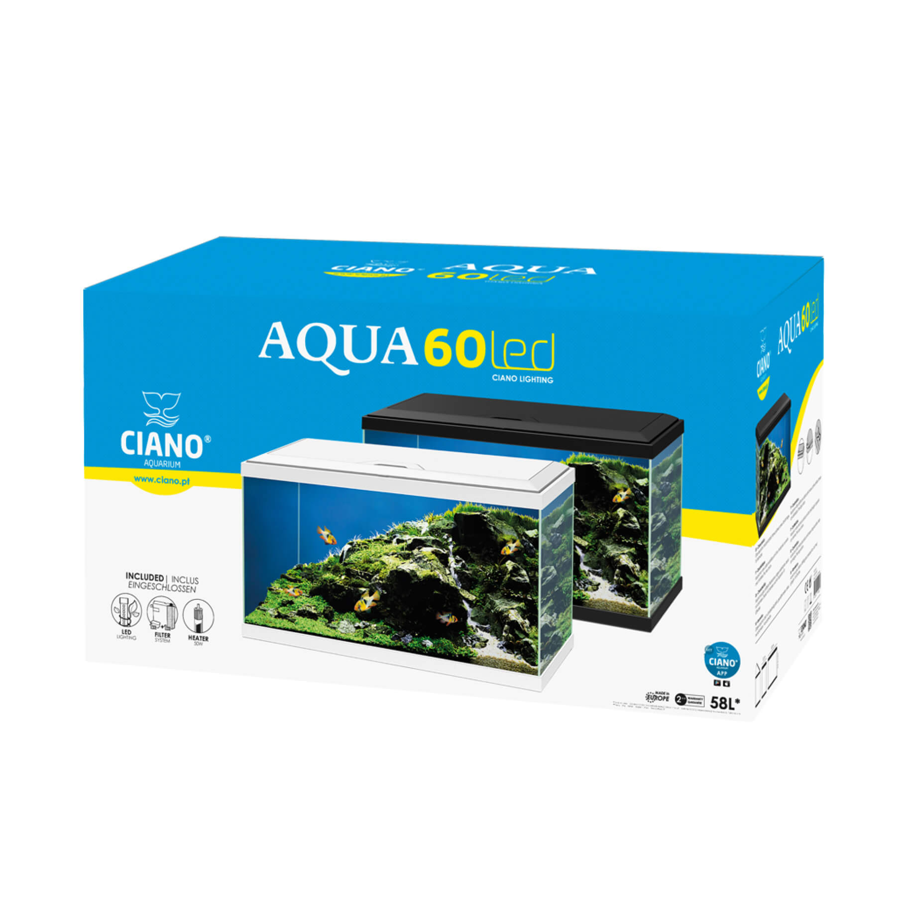 ציאנו אקווריום 60 ס"מ דגם - אקווה / Ciano aquarium AQUA – תמונה 3